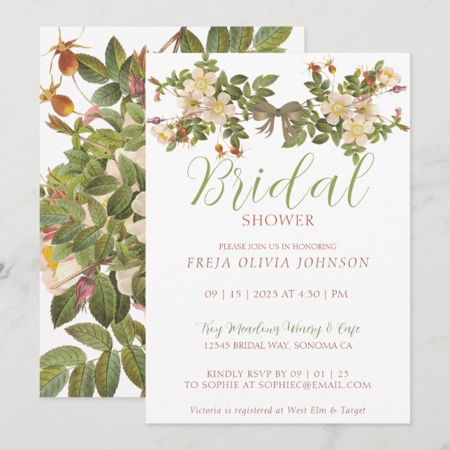Painted Primrose Bridal Shower Invitation (Front/Back)