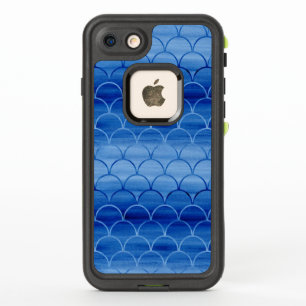 Painted Prussian Blue Watercolor Scale Pattern