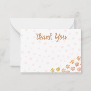 Painted Puppy Paw Prints Thank You Card