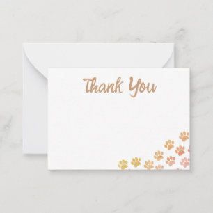 Painted Puppy Paw Prints Thank You Card