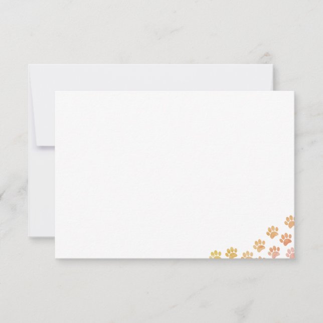 Painted Puppy Paw Prints Watercolor Canine Blank Card (Front)