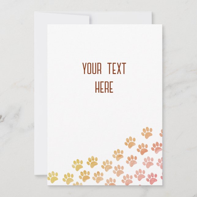 Painted Puppy Paw Prints With Custom Text Card (Front)
