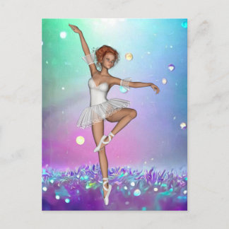 Painted Purple Grass Background & Ballerina  Postcard