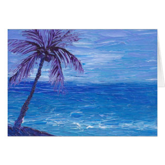 Painted purple palm on a blue beach