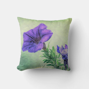 Painted Purple Petunia Throw Pillow