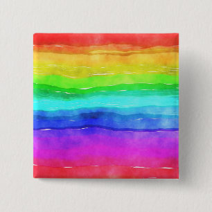 Painted Rainbow 2 Inch Square Button