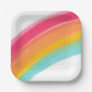Painted Rainbow Birthday Paper Plates