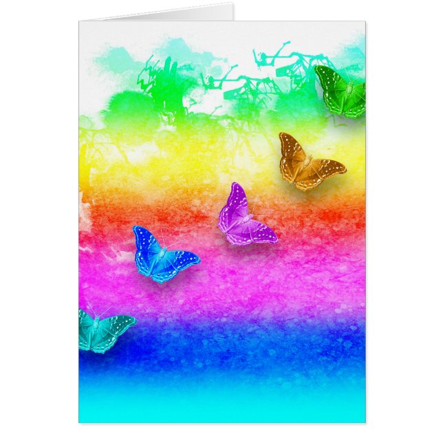 Painted rainbow butterflies vertical card (Front)