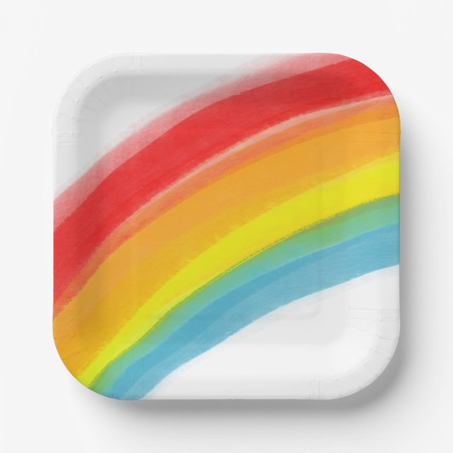 Painted Rainbow Classic Birthday Paper Plate (Front)