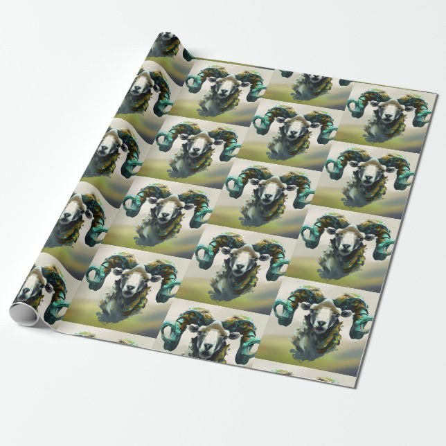 Painted Ram Wrapping Paper (Unrolled)