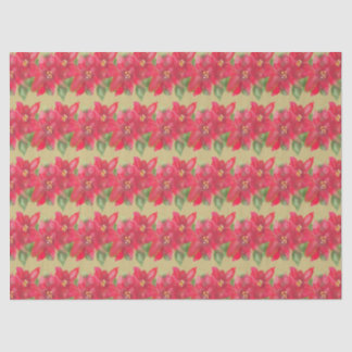 Painted Red and Green Poinsettia Christmas Design Tissue Paper