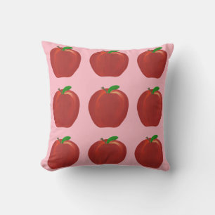 Painted Red Apples Green Leaves Throw Pillows
