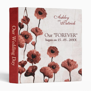 Painted Red Flowers Wedding Photo Album Binder