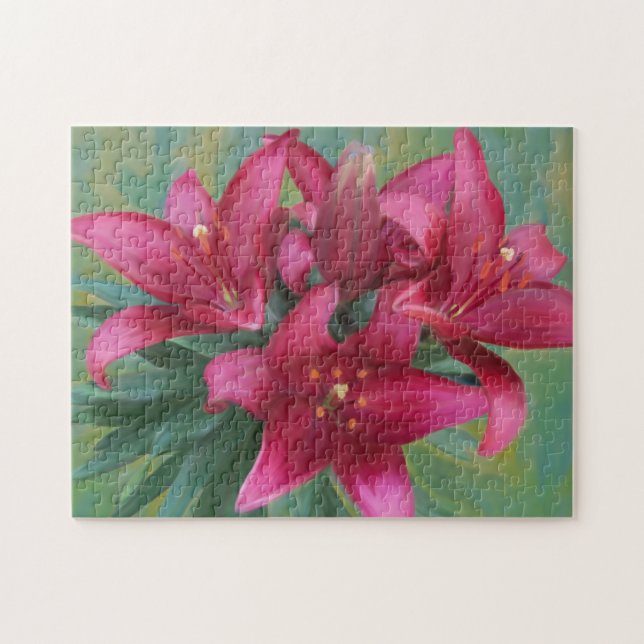 Painted Red Lily Jigsaw Puzzle (Horizontal)