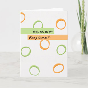 Painted Retro Circles green Be My Ring Bearer Invitation