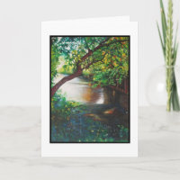 Painted River And Trees Art Happy Birthday Card