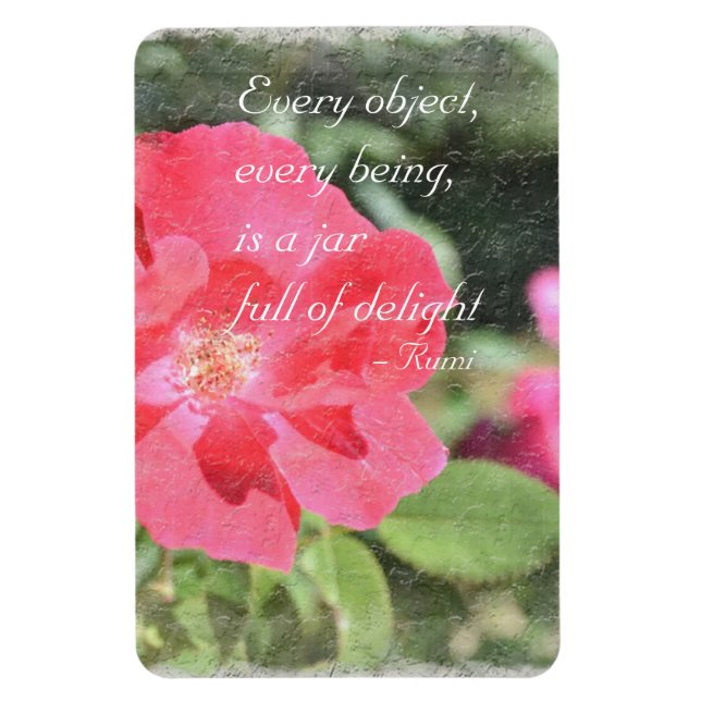 Painted Rose Floral Garden Rumi Quote Magnet (Vertical)