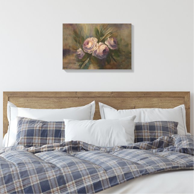 Painted Roses 18" x 12"  Canvas Print (Insitu(Bedroom))