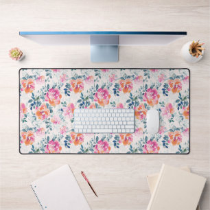 Painted Roses Pattern Desk Mat