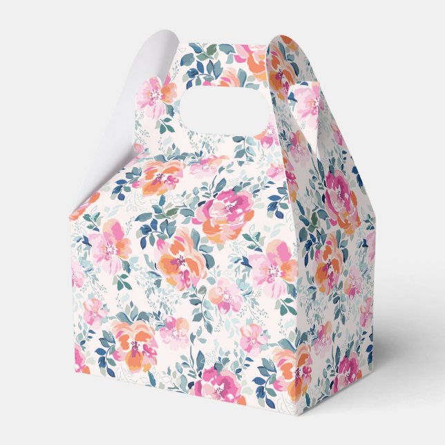 Painted Roses Pattern Favor Box (Front Side)