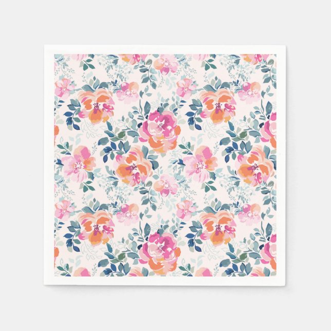 Painted Roses Pattern Napkin (Front)