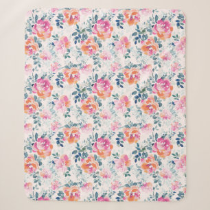 Painted Roses Pattern Sherpa Blanket