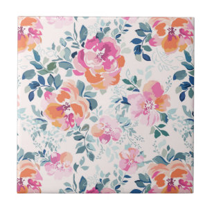 Painted Roses Pattern Tile