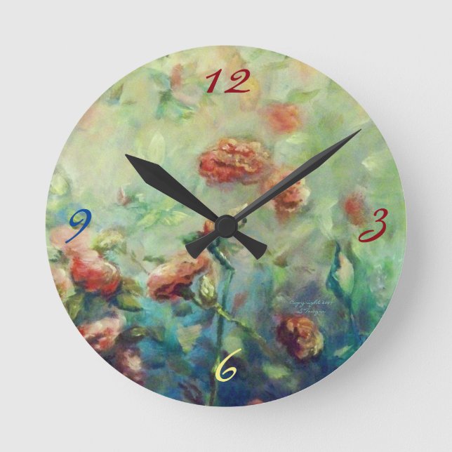 Painted Roses wall clock (Front)