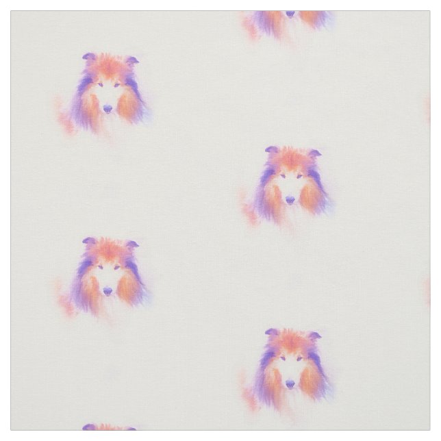 Painted Rough Collie Fabric (Swatch)