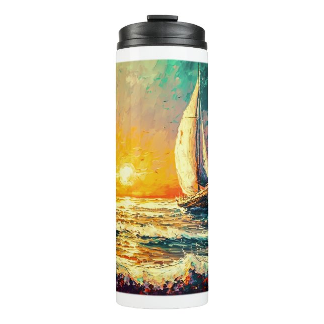Painted Sailboat Thermal Tumbler  (Front)