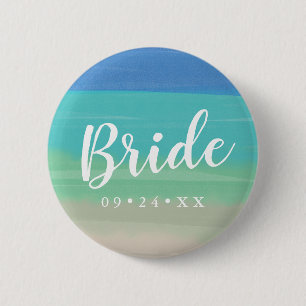 Painted Sand and Ocean Wedding Bride 2 Inch Round Button