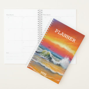 Painted Sea Sunset Planner Personalized Year