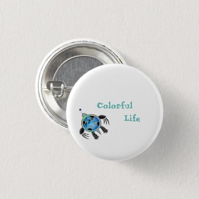 Painted Sea Turtle 1 Inch Round Button (Front & Back)