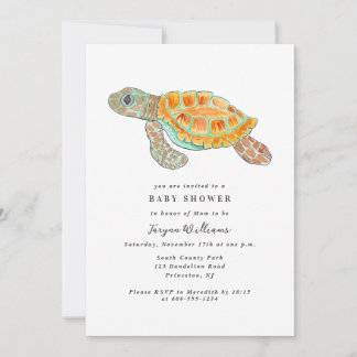 Painted Sea Turtle Baby Shower Invitation