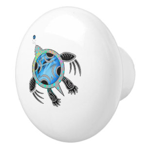 Painted Sea Turtle Ceramic Knob