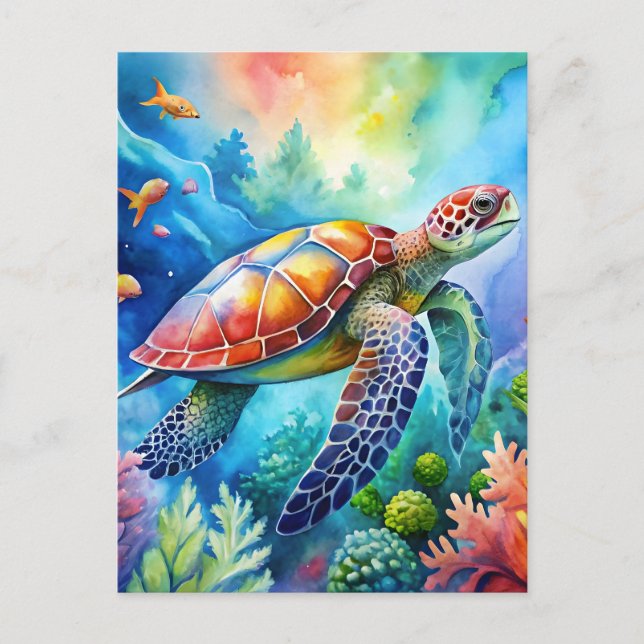 Painted Sea Turtle  Postcard (Front)