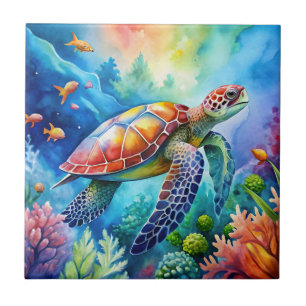 Painted Sea Turtle  Tile