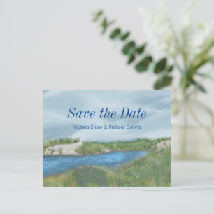 Painted Seaside Save the Date Announcement Postcard
