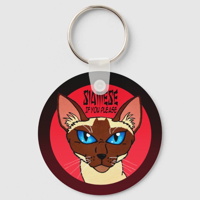Painted Siamese Cartoon Keychain (Front)