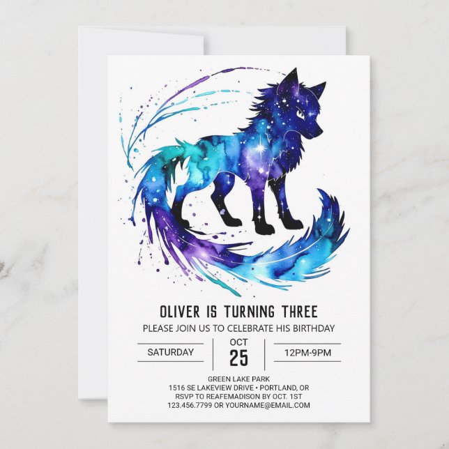 Painted Simple Wolf Digital Boy Birthday Invitation (Front)