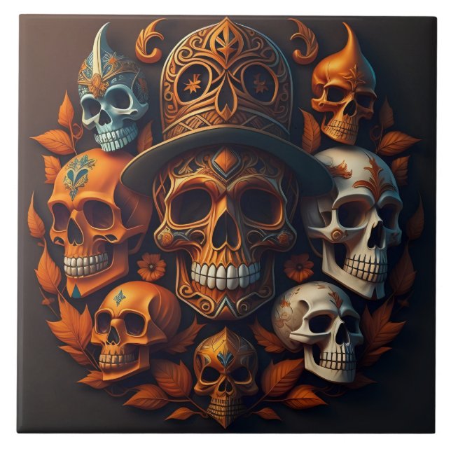 Painted skeletons tile (Front)