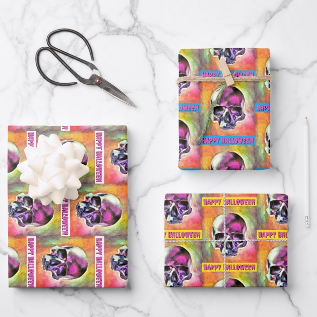 Painted skull. Customized Wrapping Paper Sheet (Front)