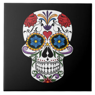 Painted Skull Design Tile