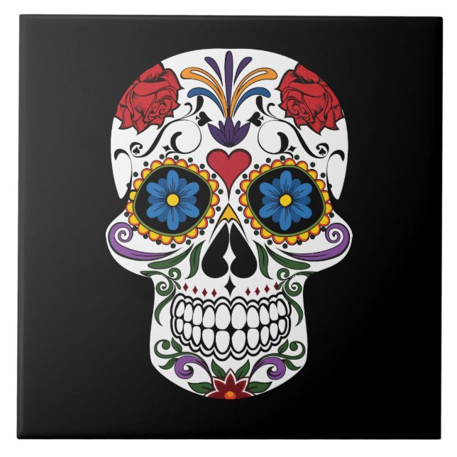 Painted Skull Design Tile (Front)