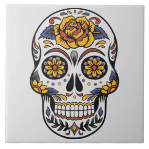 Painted Skull Design Tile