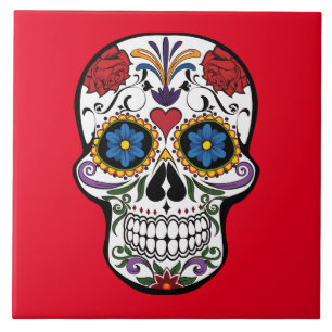 Painted Skull Design Tile