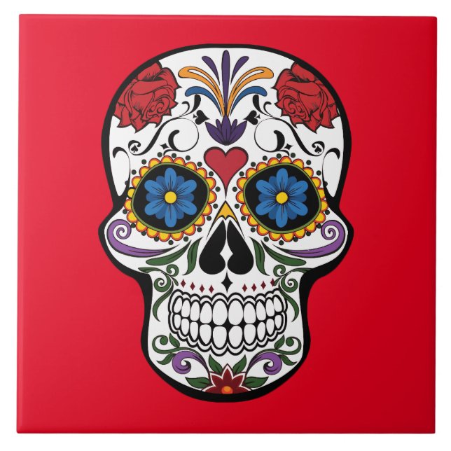 Painted Skull Design Tile (Front)