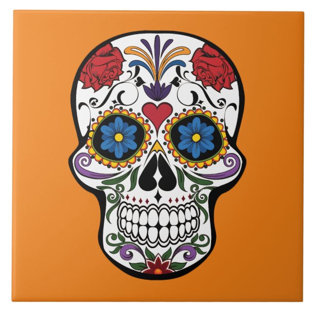 Painted Skull Design Tile (Front)