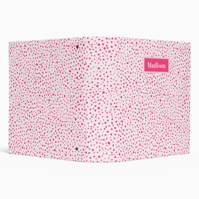 Painted Smudge Dots Preppy Hot Pink Personalized Binder (Background)