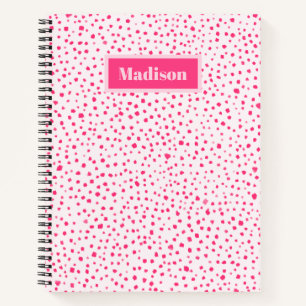 Painted Smudge Dots Preppy Hot Pink Personalized Notebook